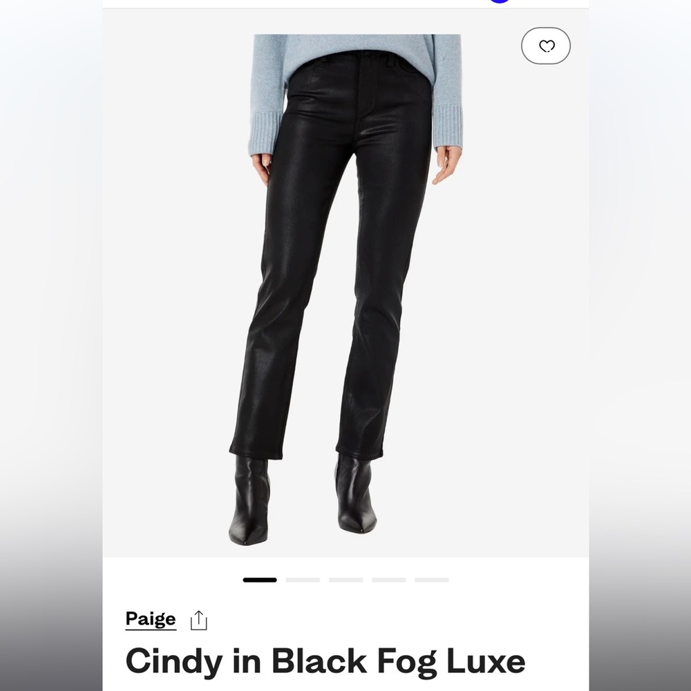 Paige Denim Cindy Black Coated Straight Leg pant